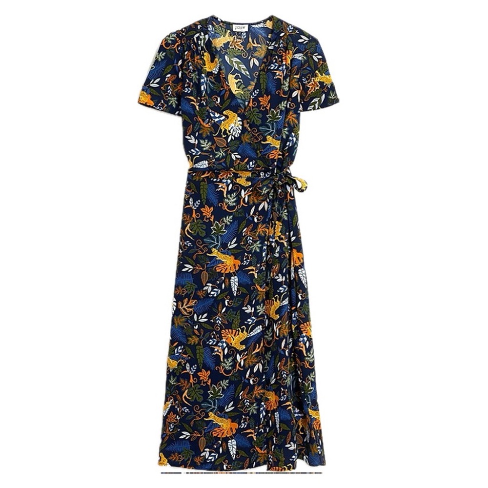 J. Crew Floral Midi Dress - Navy and Orange